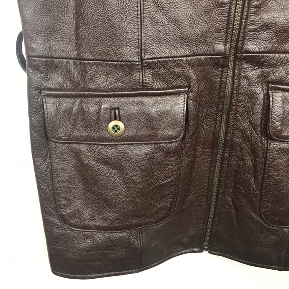 Otello Pelle Leather Full Zip Vest w Pockets - Picture 10 of 13